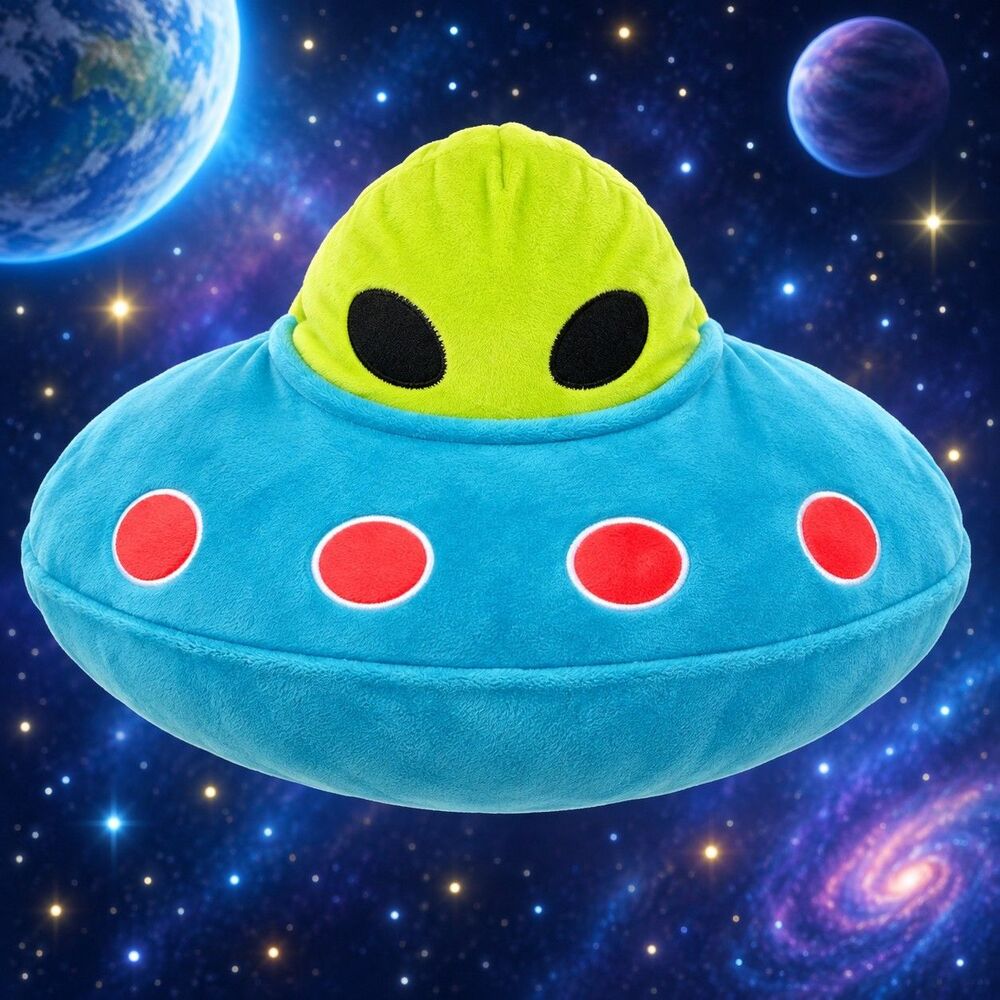 Alien UFO Spaceship Plush Decorative Pillow Blue Green 13" NWOT 2024 Target